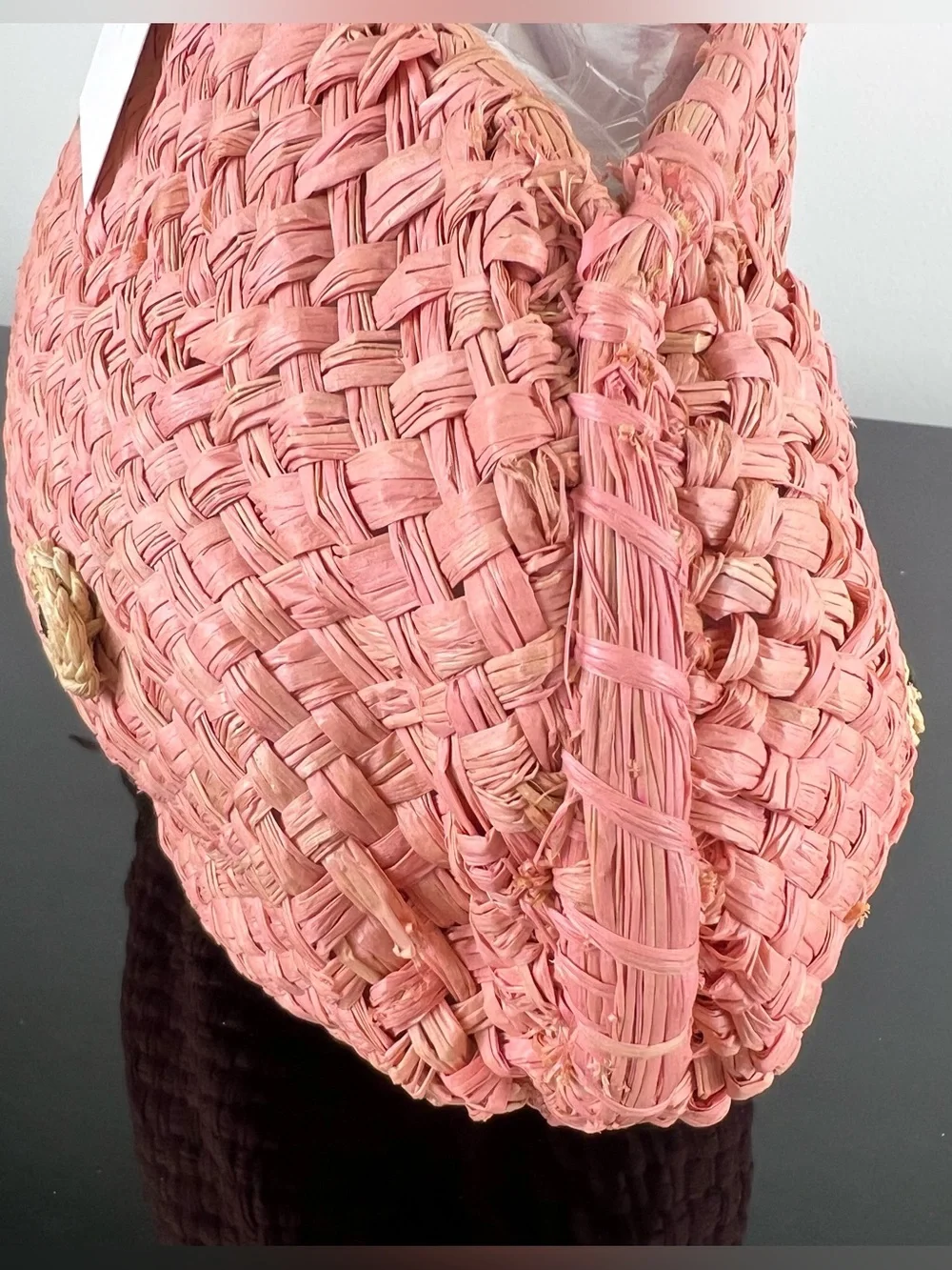 Bonpoint Girls Raffia Straw Woven Fish Bag, Pink